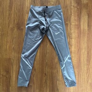 Nike Power Tech Running Tights Gray Reflective Trim